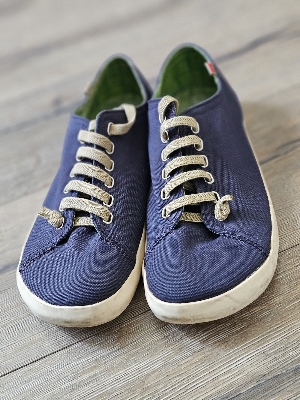 Camper Men's Navy Canvas Sneakers with Light Tan Laces